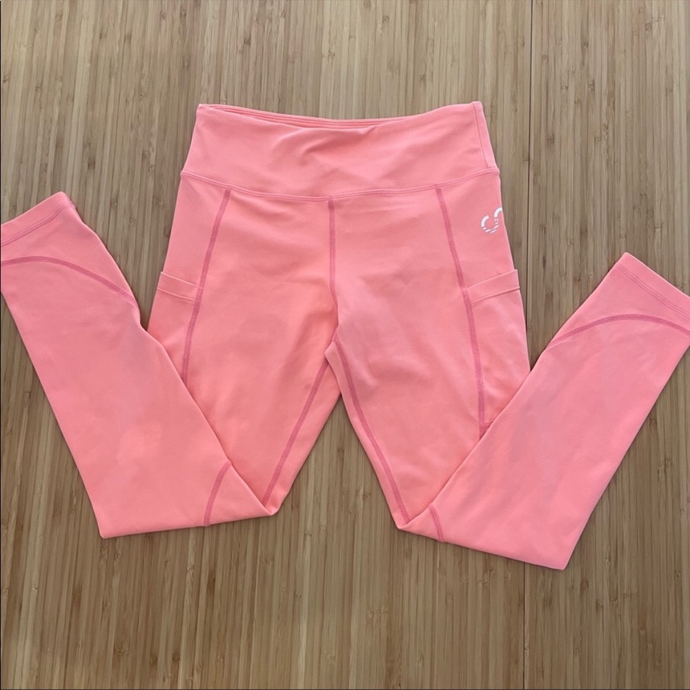 Curves n combatboots coral leggings with pockets size small